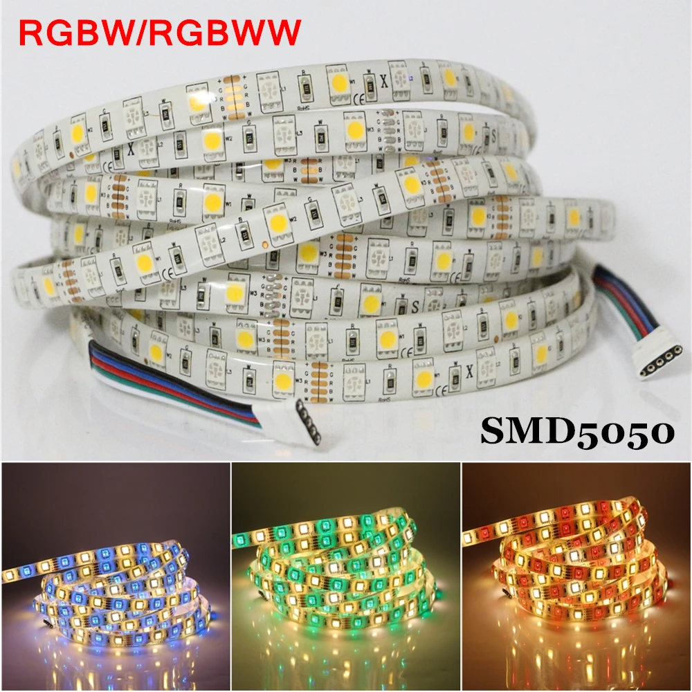 Супер яркий 5 м SMD5050 RGBW/RGBWW светодиодный светильник 12 в 60 светодиодный s/M 300 светодиодный s Водонепроницаемый/не водонепроницаемый 5050 Светодиодная лента, освещение