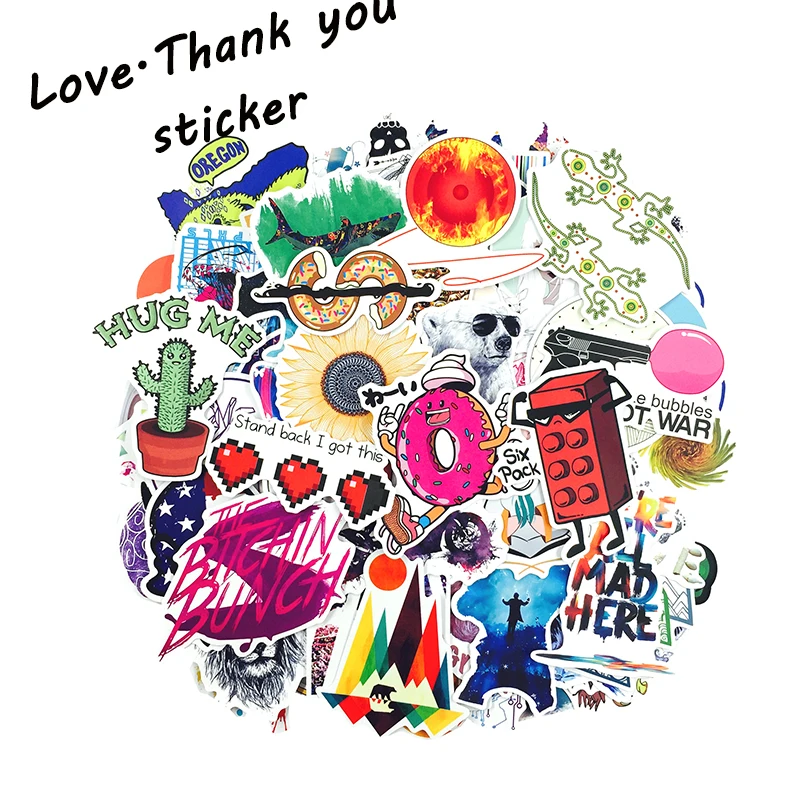 100 Pcs Mixed Funny Stickers for Laptop Luggage Motorcycle Car Styling Home Decor Doodle Decals Waterproof Sticker Kid