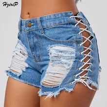 Hzirip Sexy Summer Women Denim Shorts 2017 New Black Blue High Waist Ripped Short Jeans Femme