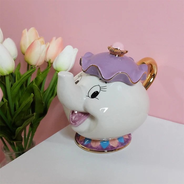 

Cartoon Beauty And The Beast Tea Pot Mrs Potts Teapot Chip Cup Set Coffee Kettle