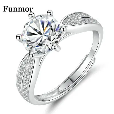 

Funmor Wedding 925 Sterling Silver Ring AAA Zircon Fine Jewelry For Bride Women Banquet Anniversary Accessories Ornaments Gifts