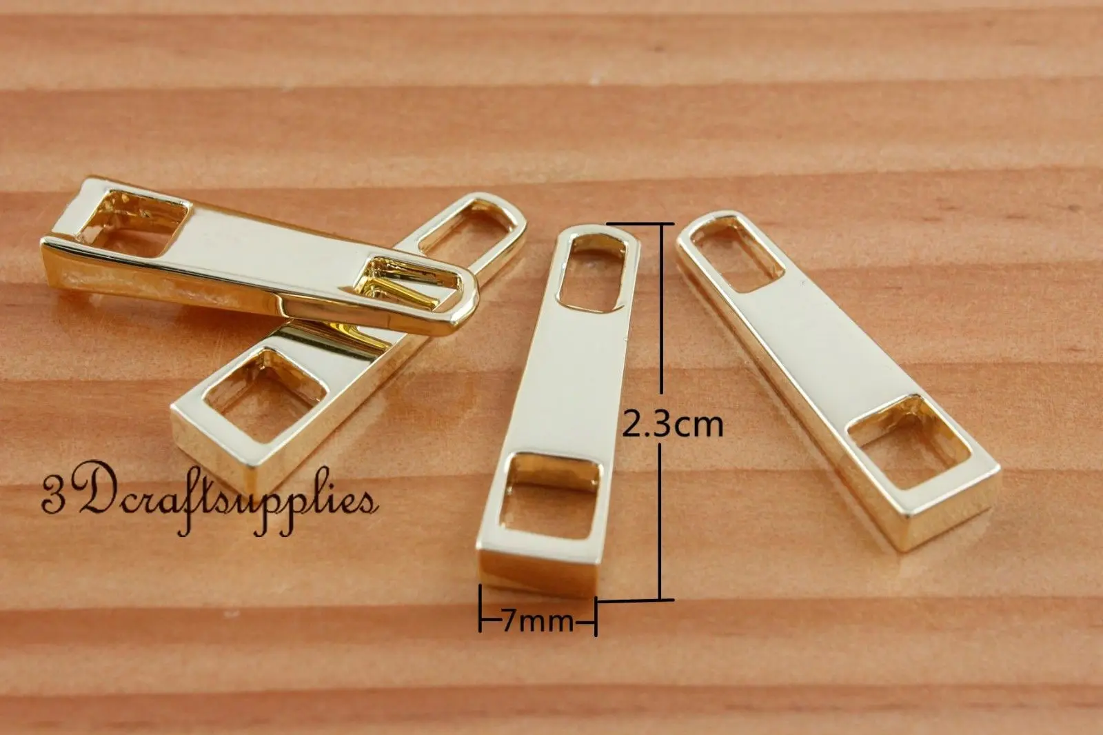 3 zipper pull zinc zipper puller Standard style light gold 2.3cm x 0