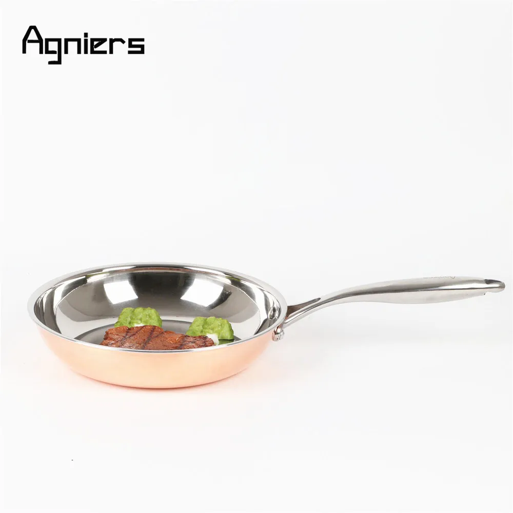 

Agniers 9.5 Inch Multi-Ply Clad Copper Edge Skillets 24cm Chef's Pan and Stainless-Steel Frying Pans