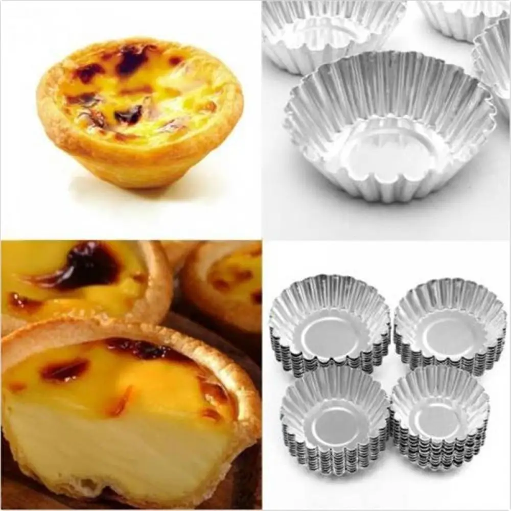 

10pcs Egg Tart Aluminum Cupcake Cake Cookie Mold Pudding Mould Tin Baking Tool Thickened Egg Tart Mold M-B05