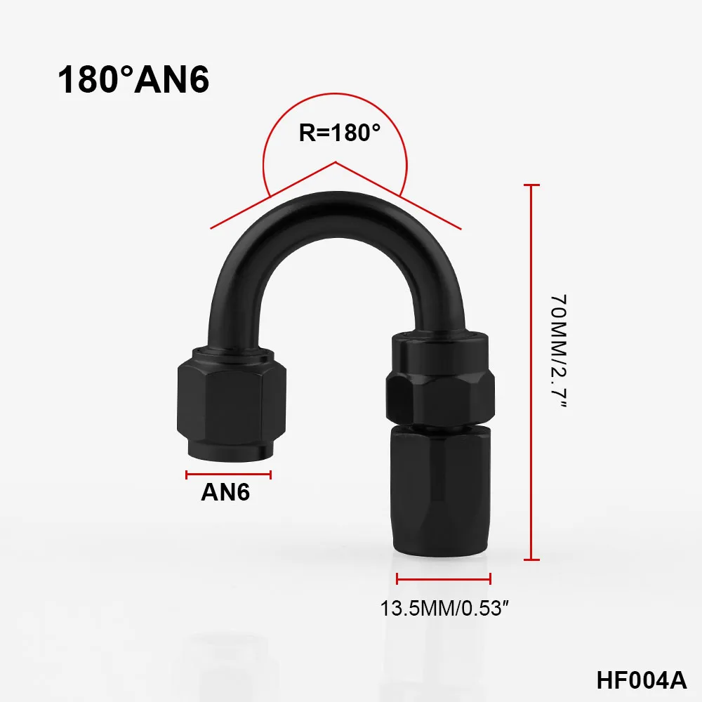 AN4 на возраст 6, 8, 10, 12 лет масла/топлива/шарнирное соединение шланга алюминиевые фитинги адаптер мазута многоразовый штуцер для шланга Конец 0/45/90/180 градусов HF001-BK - Цвет: HF004Ablack