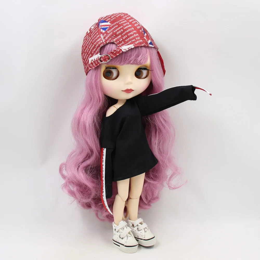 Ледяная кукла DBS Blyth Длинные розовые волосы для суставов белая кожа матовое лицо