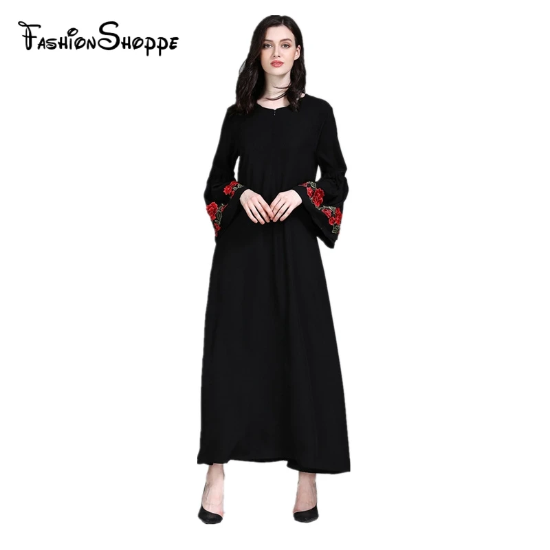 2018 мусульманские платья модное мусульманское платье Брендовое Abaya с аппликацией