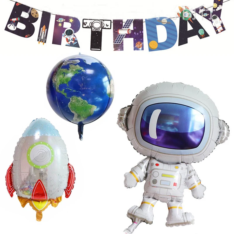 

1PC Hot Giant Rocket Astronaut Foil Balloons Baby Boy Super Hero Favor Toys HAPPY BIRTHDAY Party Decor kids Outer Space Balls