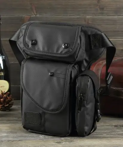 Новая модная Водонепроницаемая нейлоновая поясная сумка, Повседневная Военная Мужская поясная сумка, поясная сумка, поясная сумка для отдыха, сумка для ног, мотоциклетная облегающая сумка - Цвет: Черный