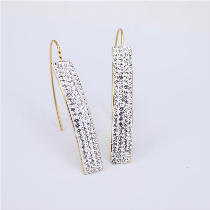 

2018 Handmade crystal Gold/silver color stainless steel jewelry earrings female Fashion Jewelry earrings LH142
