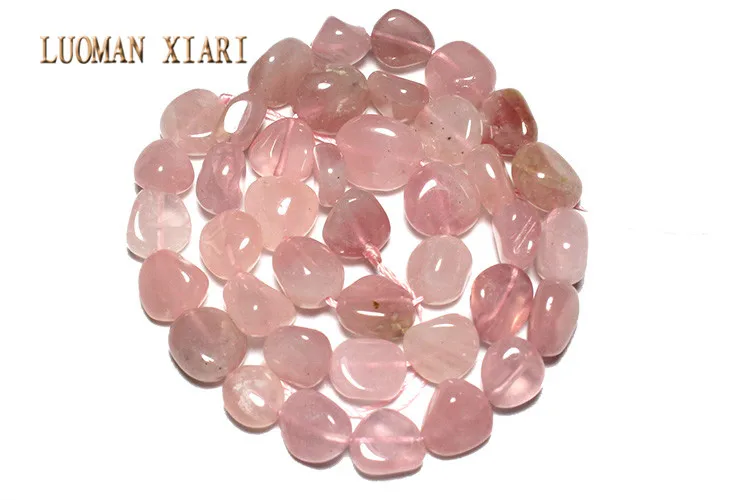Luoman xiari Нерегулярные натуральный розовый кварц каменная бусина для самостоятельного изготовления ювелирных изделий браслет Цепочки и ожерелья Материал около 8-12 мм 15''