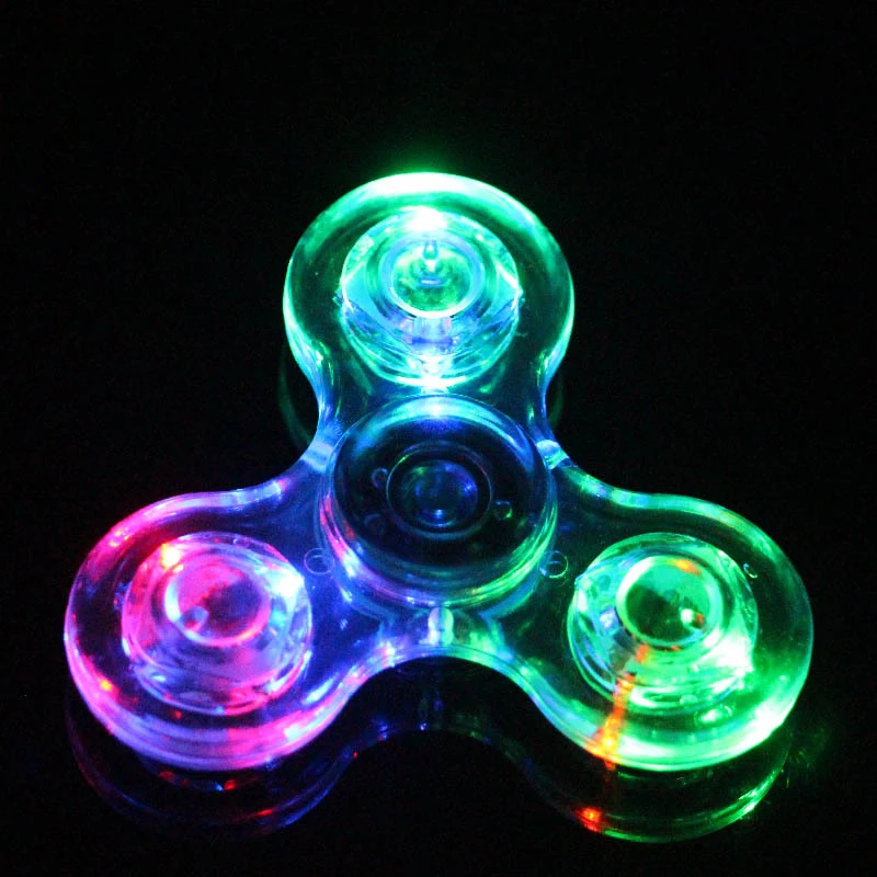 Luminous LED Fidget Spinner Transparent LED Flash Light Colorful Change E Spinner Glow In the Dark Stress Relief Toys For Kids