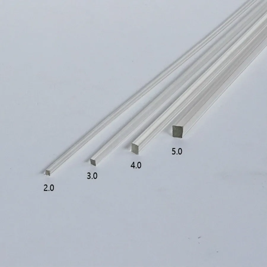 

2018 20pcs new abs 2-5mm 50cm clear model square rods for architectural building model scenery layout