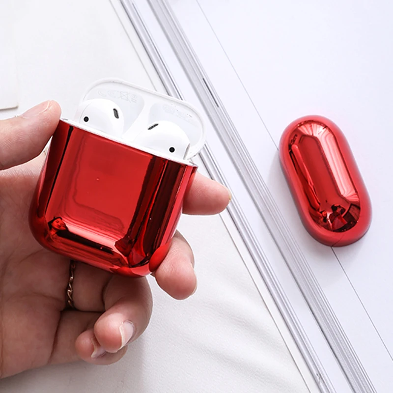 Electroplated Hard Shell Earphone Case For Apple Airpods Protective Case Gold Box Anti-fall Universal Cover For Airpods 2 1