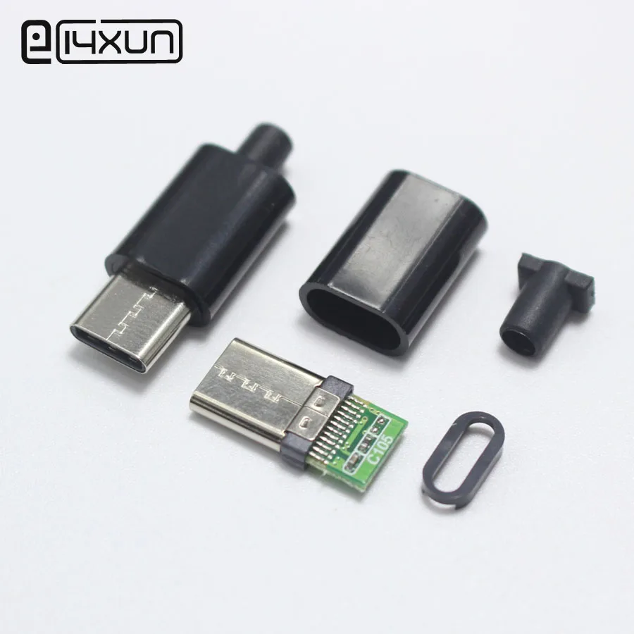 

10pcs DIY Type C Welding Male jack Plug Type C Connector with PCB Board Plugs 4 in 1 Data Line Terminals for Phone