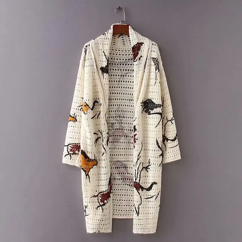 Women Vintage Abstract animal pattern Hollow Out knitted