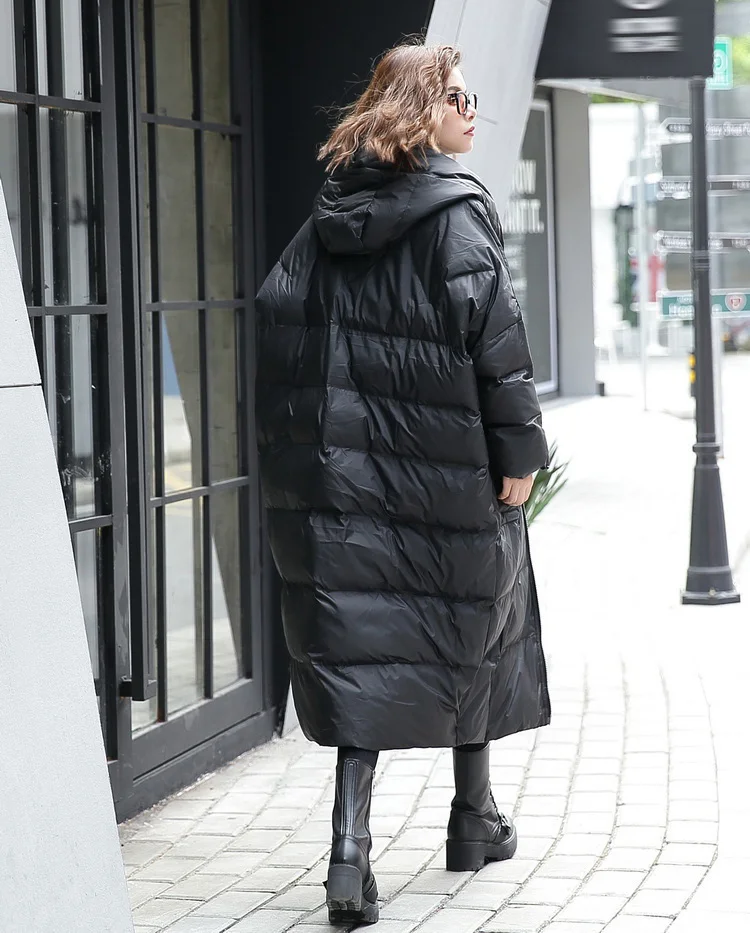 [EAM] 2019 New Winter Hooded Long Sleeve Solid Color Black Cotton-padded Warm Loose Big Size Jacket Women parkas Fashion JD12101