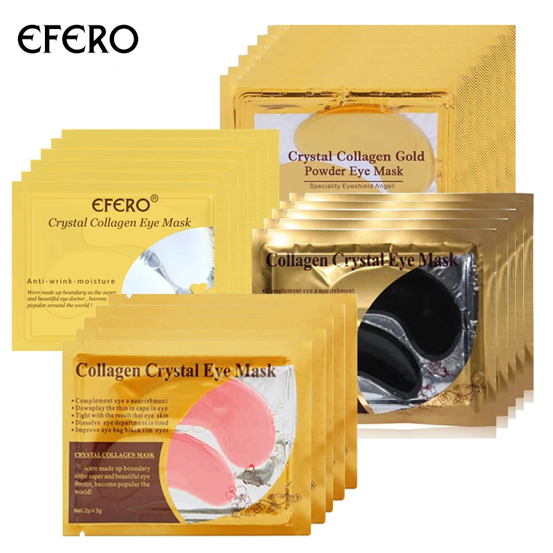 EFERO 10 шт. = 5 pack 24 К золото Сыворотки коллагеновая маска для глаз укрепляющий антивозрастной удалить темный круг отечность глаз патчи Eye Care