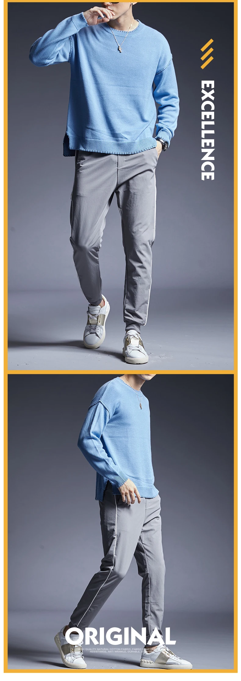 Новые модные брендовые свитера, мужские пуловеры, теплые Облегающие джемперы, вязаные одноцветные зимние повседневные мужские свитера в Корейском стиле