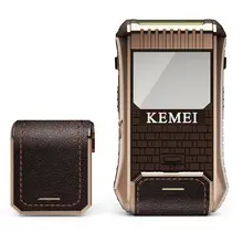 Kemei 2 в 1 Для мужчин электробритва кожаный чехол поршневые электробритва Перезаряжаемые Беспроводная Бритва Винтаж KM-5300 коричневый