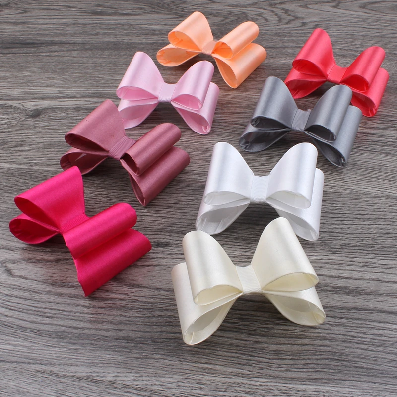 

30pcs/lot 3.2" 16colors Newborn Luxe Kids Bows For Headbands/Hair Clips Super Hard PVC Satin Bow For Kids Girls Hair Accessories