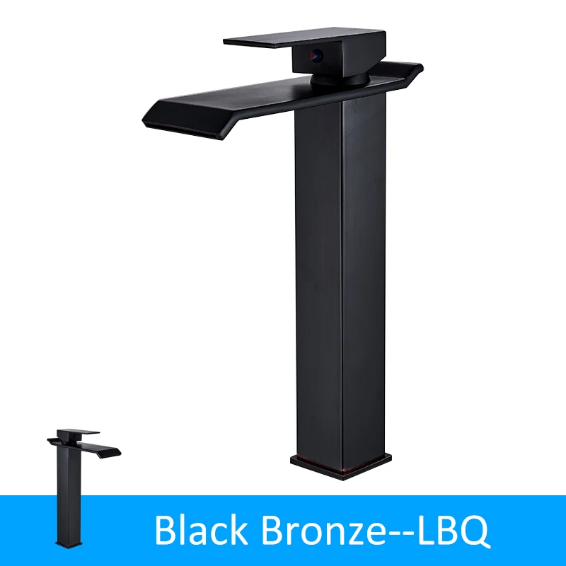 Черный Бронзовый Водопад кран для раковины для ванной комнаты кран для воды с одной ручкой смеситель горячей и холодной воды кран для ванной комнаты Torneiras кран - Цвет: Black-LBQ