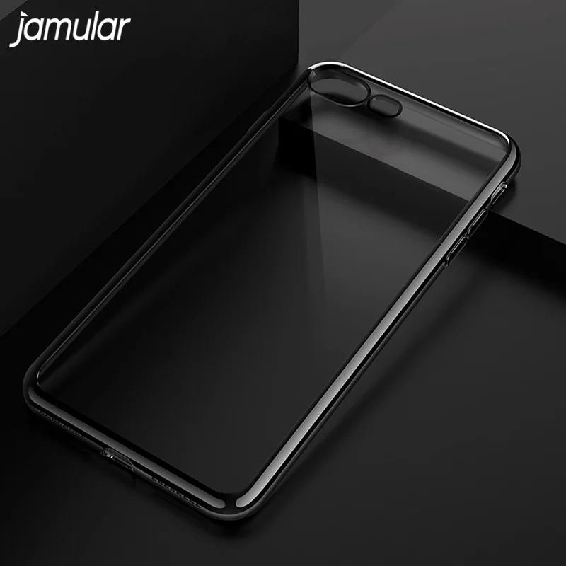 

JAMULAR Thin Transparent Electroplating TPU Silicone Case For iPhone X 7 8 Plus 6 6s Clear Soft Back Cover Cases Fundas Coque