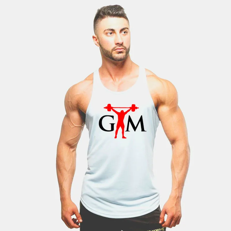 Brand New mens Tank Top Men Gyms Stringer Sleeveless Shirt Open Sides Blank Fitness Clothing Cotton Sportwear bodybuilding Ves - Цвет: 7  White