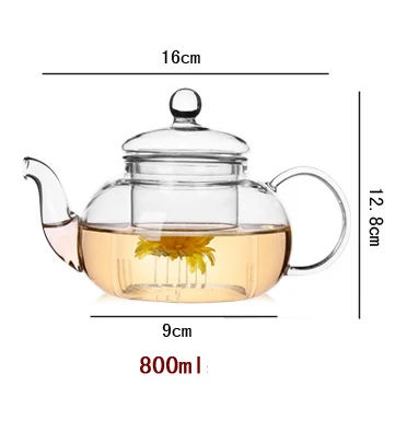 Высококачественный термостойкий стеклянный чайный горшок, практичная бутылка, цветочный чайный стакан, стеклянный чайный горшок с заваркой, чайный лист, травяной кофе - Цвет: 800ml