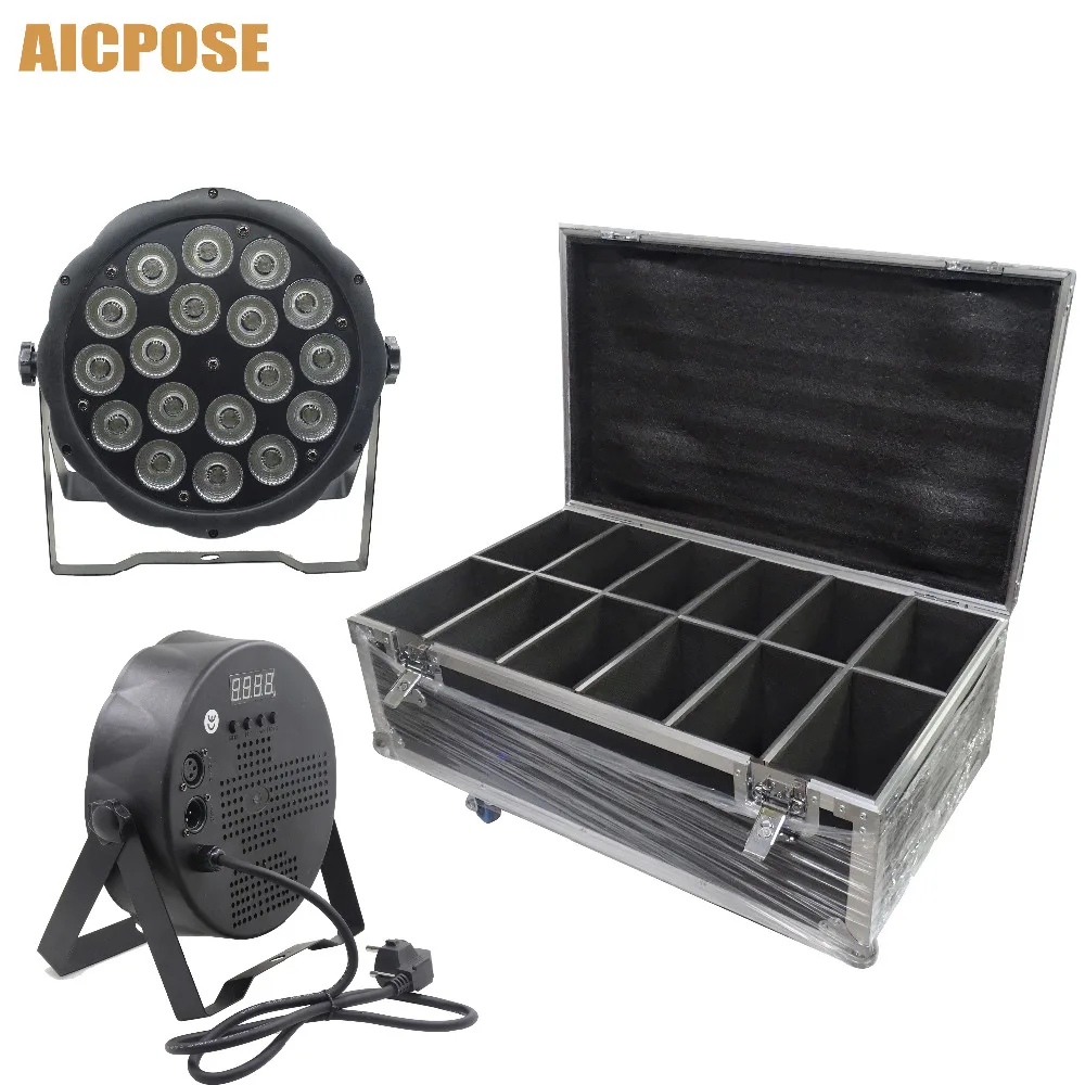 

12pcs 18x10W large lens RGBW 4in1 LED par light 18 * 10w with Flig DMX512 control disco stage DJ wedding light with Flight Case