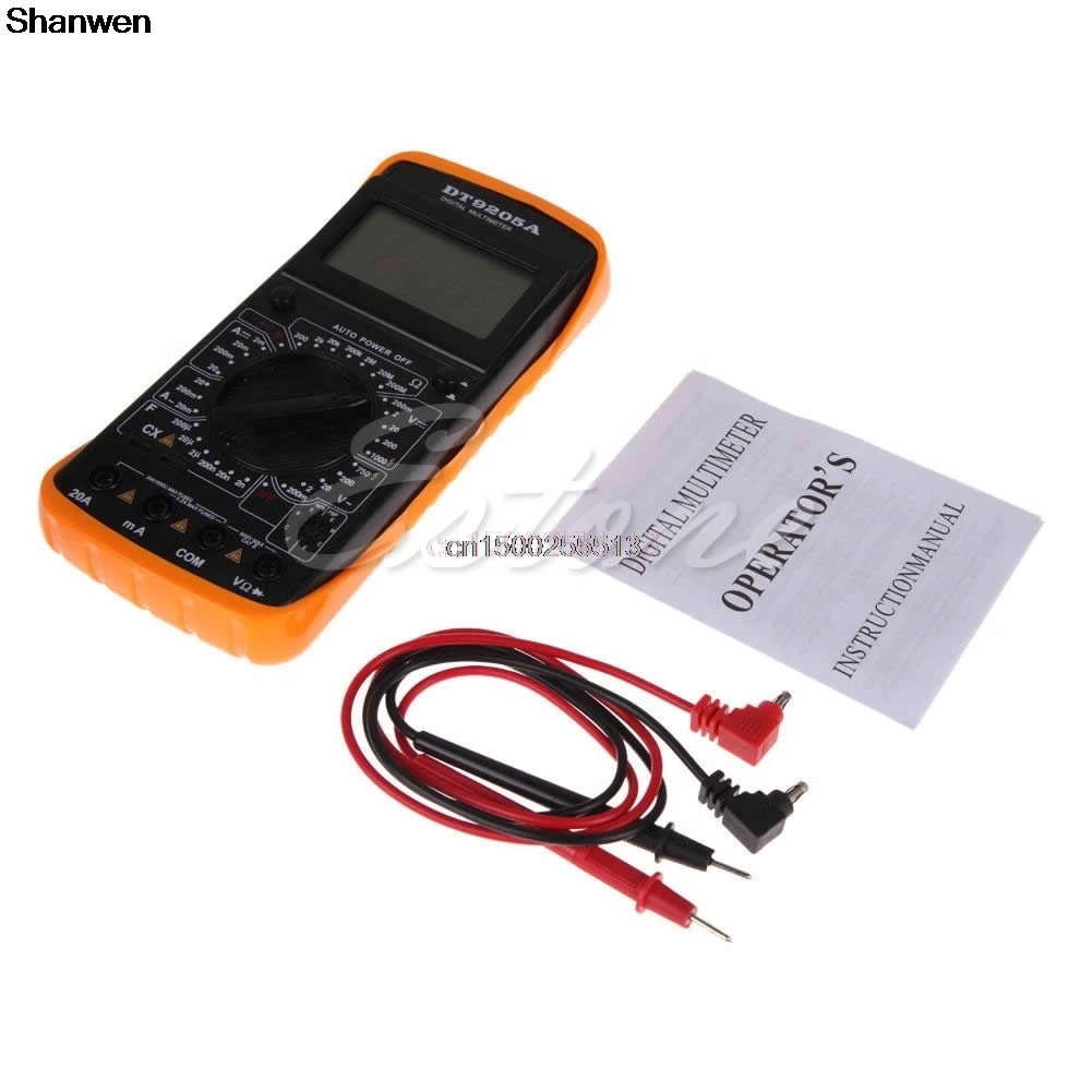 

Digital DT9205A Multimeter LCD AC/DC Ammeter Resistance Capacitance Tester