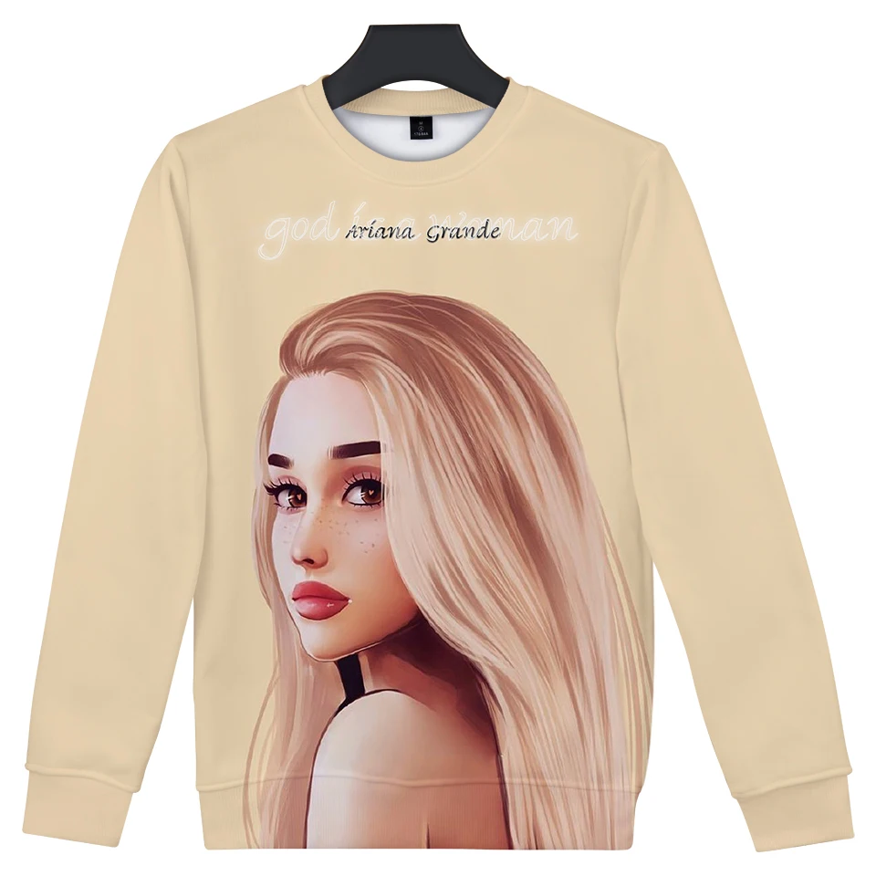  Ariana Grande 3D Streetwear Hoodies Women/Men O-Neck Long Sleeves Cotton Harajuku Print Ariana Gran