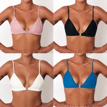 Женский Бикини Топ пуш-ап треугольный спортивный бюстгальтер бандаж пляжный купальник однотонный купальный костюм
