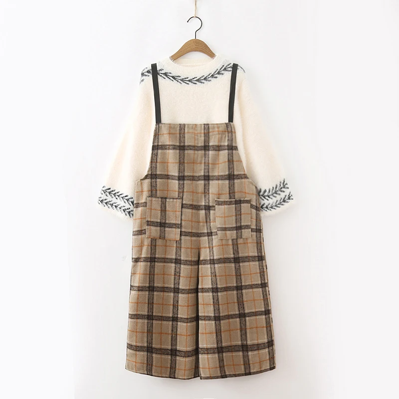 vintage plaid woolen wide