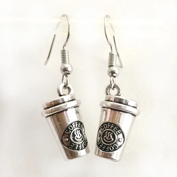 

Coffee Cup Charms Keychain earring Accessory High Polished Silver Plated Pendant Lobster Claw Clasp Charms for Coffee Lovers