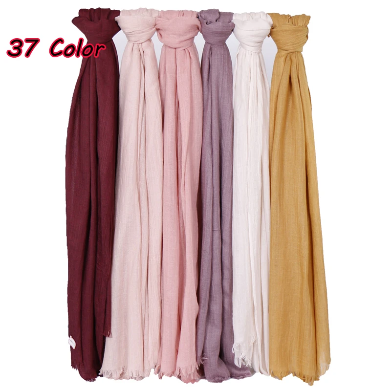 200*70cm Women Scarf Cotton Shawl Wrap Muslim Crinkle Cloud Hijab Pashmina Stole 