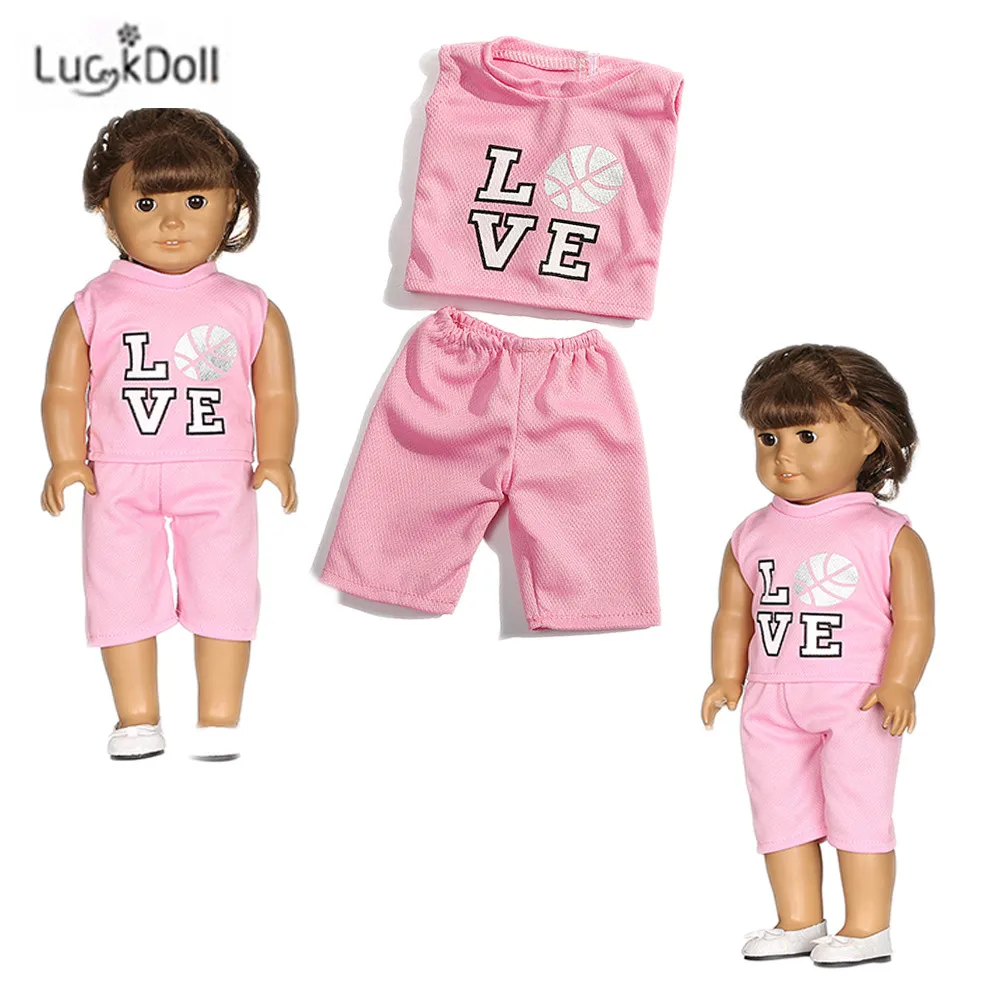 LUCKDOLL модное летнее розовое платье подходит 18 дюймов Американский 43 см детская кукла одежда аксессуары, игрушки для девочек, поколение, подарок на день рождения