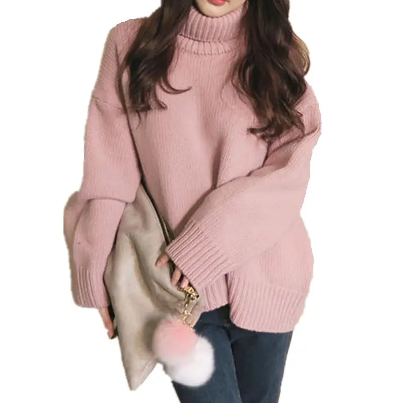 Зимние женские свитера уличная свободная водолазка рукав «летучая мышь» пуловеры корейские шикарные женские теплые кашемировые