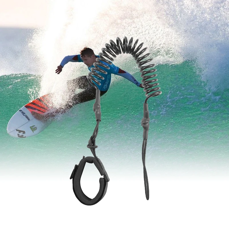 

2019 High quality Stand Up Paddle Leash Surf Rope Surfing Board Coiled Ankle Spring Leg Foot Rope Smooth Steel For Surfboard