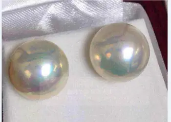 

charming pair of12-13mm natural round south sea white flat pearl earring