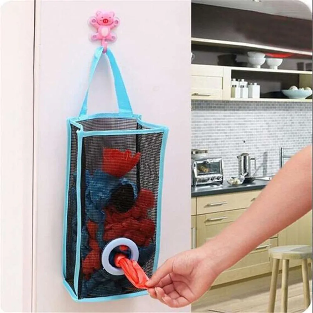 

Kitchen Hanging Type Breathable Mesh Grid Garbage Bags Storage Bag Convenient Extraction Pouch Bag Rangement Cuisine