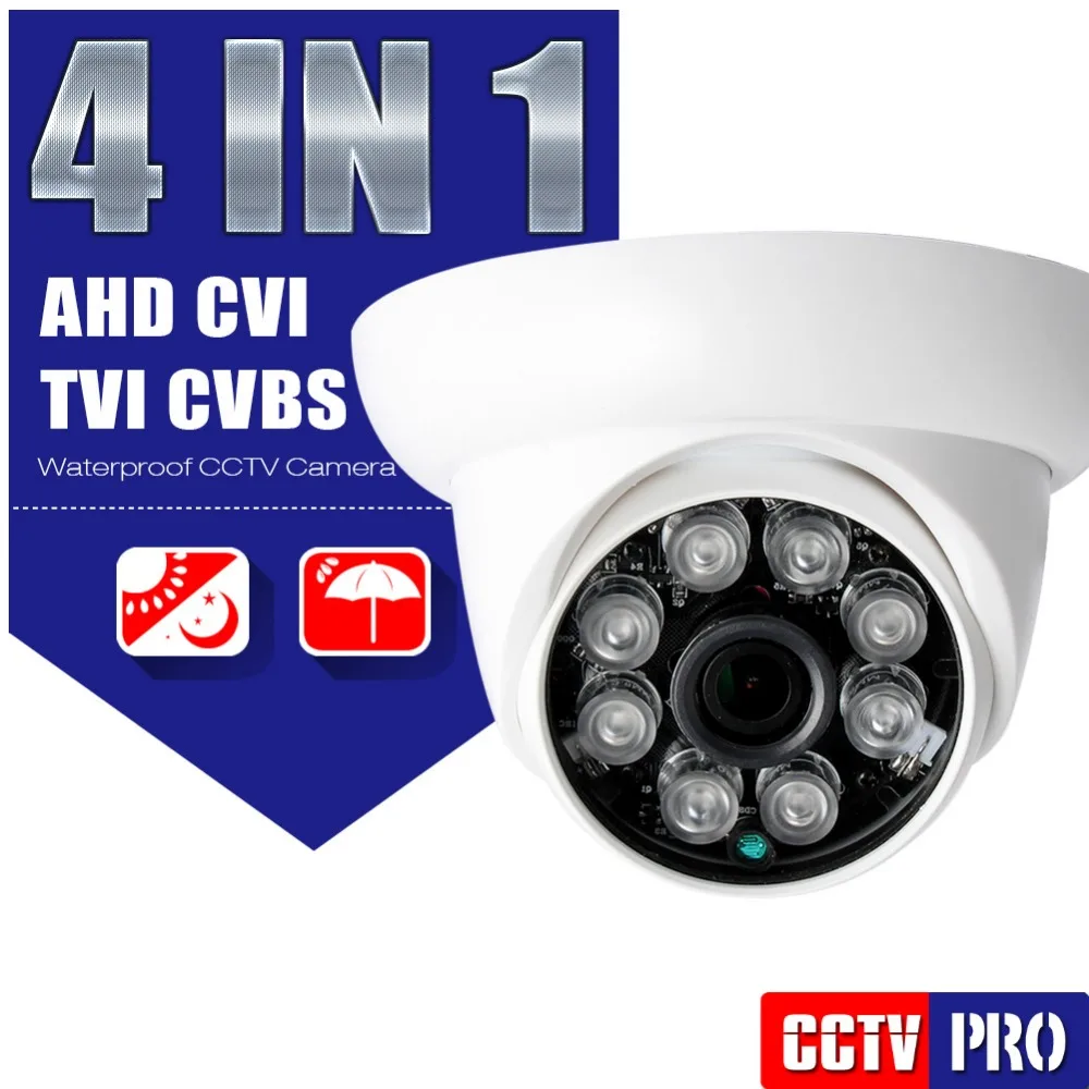 HD CVI TVI CVBS AHD Camera 1080P Outdoor With Dial Switch Cable 4 In 1 3.6mm IR 20M Night Vision 2MP Dome CCTV Camera Security