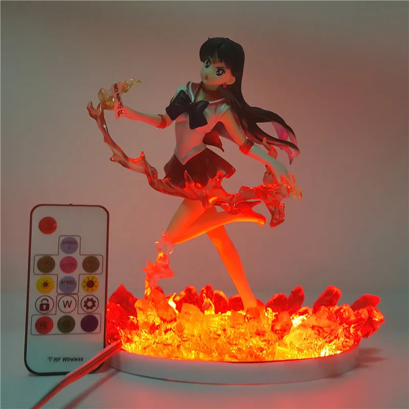 

Sailor Mars Hino Rei Led 3D Night Light Table Lamp Anime Figure Sailor Mars Lamp Lampara Remote Control Flash Effect Lighting