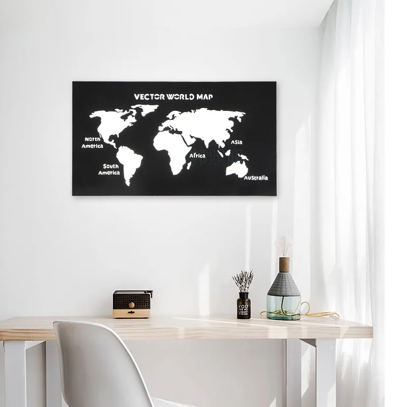

Modern minimalist world map wall sticker LED wall lamp bedroom room study office background wall decoration lamp