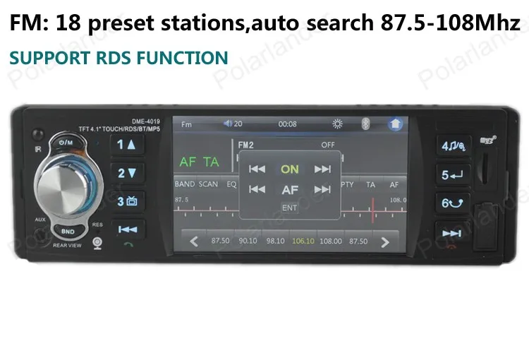 4-дюймовый магнитофон HD USB / SD / FM / RDS 1 Din Автомобильный радиоприемник Сенсорный экран Зеркальное соединение Авторадио Blue