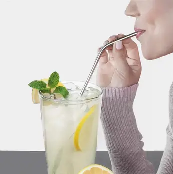 

500pcs/lot 8mm*215mm(8.5") Reusable Metal Stainless Steel Straight Bent Drinking Straws Bar Accessory Free DHL