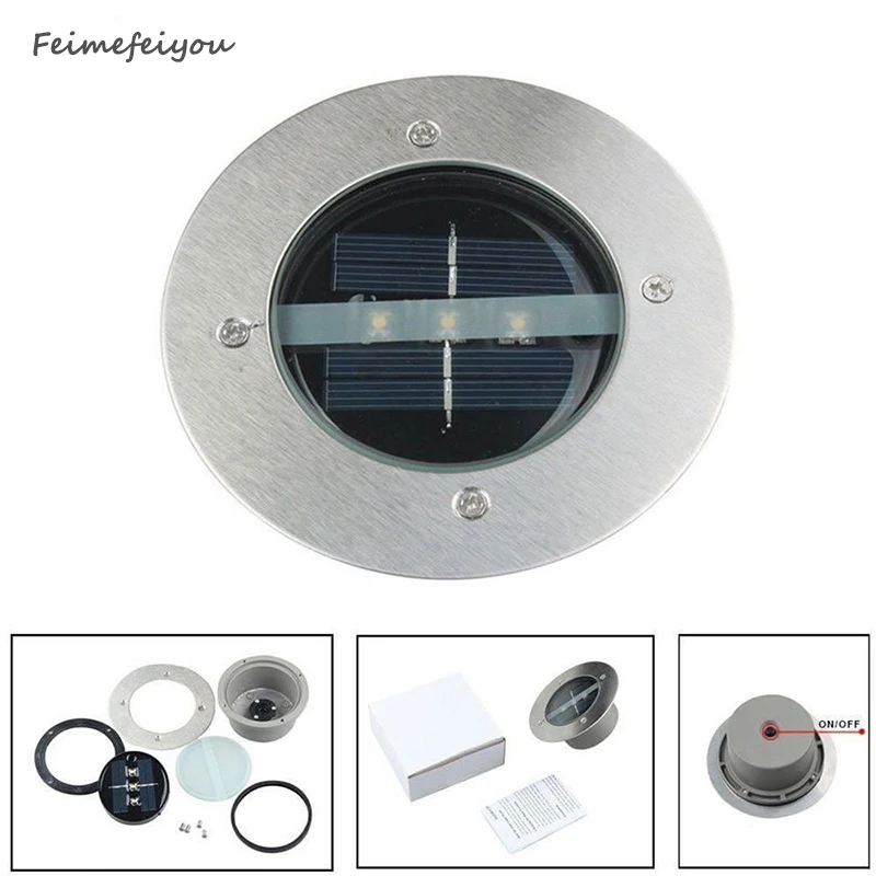 Painel de Iluminação ao ar Movido a Energia Lâmpadas de Assoalho Caminho do Jardim Luz do Ponto Feimefeiyou Lote Livre Solar Levou Deck 3 Subterrâneo Luz 4 Pçs –