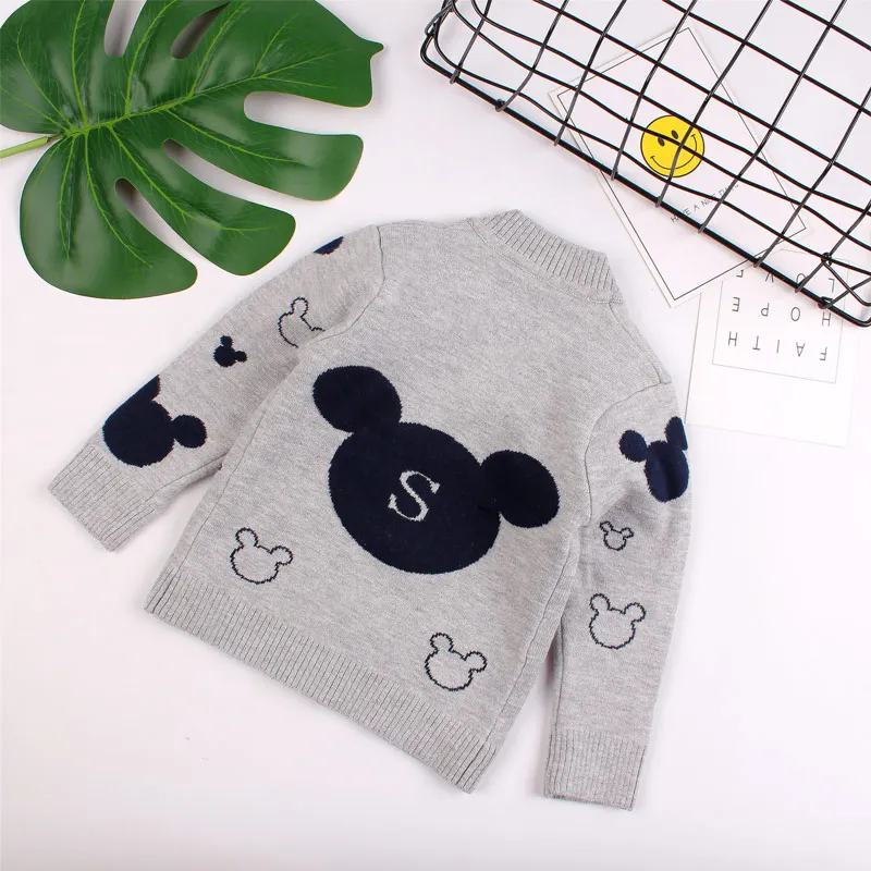 Mickey Cotton Baby Boy Sweater V Neck Cardigan for Infant Kids Girls Soft Comfortable Crochet Knitting Warm Outfit Autumn Winter (3)