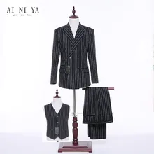 Buy Jacket+Pants+Vest Black White Striped Women Business Suits Formal Office Suits Work Slim Fit Female Trouser Suits Custom Made Free Shipping