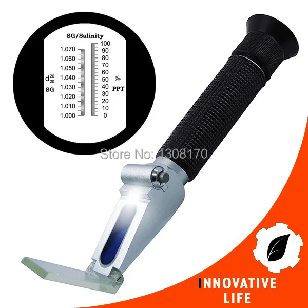 

Handheld Salinity Refractometer with Built-in LED light Aquarium 0~10% ATC Clinic Laboratories